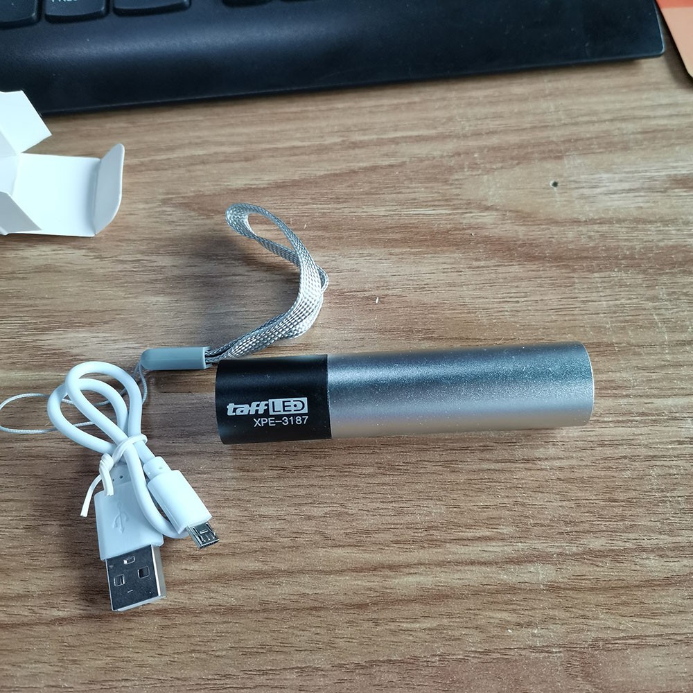 TaffLED LED Mini Flashlight USB Rechargerable Aluminium Body XPE - 3187