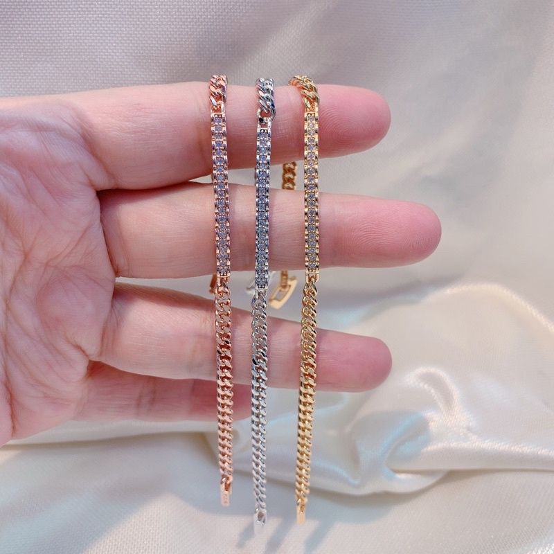 Gelang Rantai (Vier) Replika Berlian Lapis Emas / Zirconia