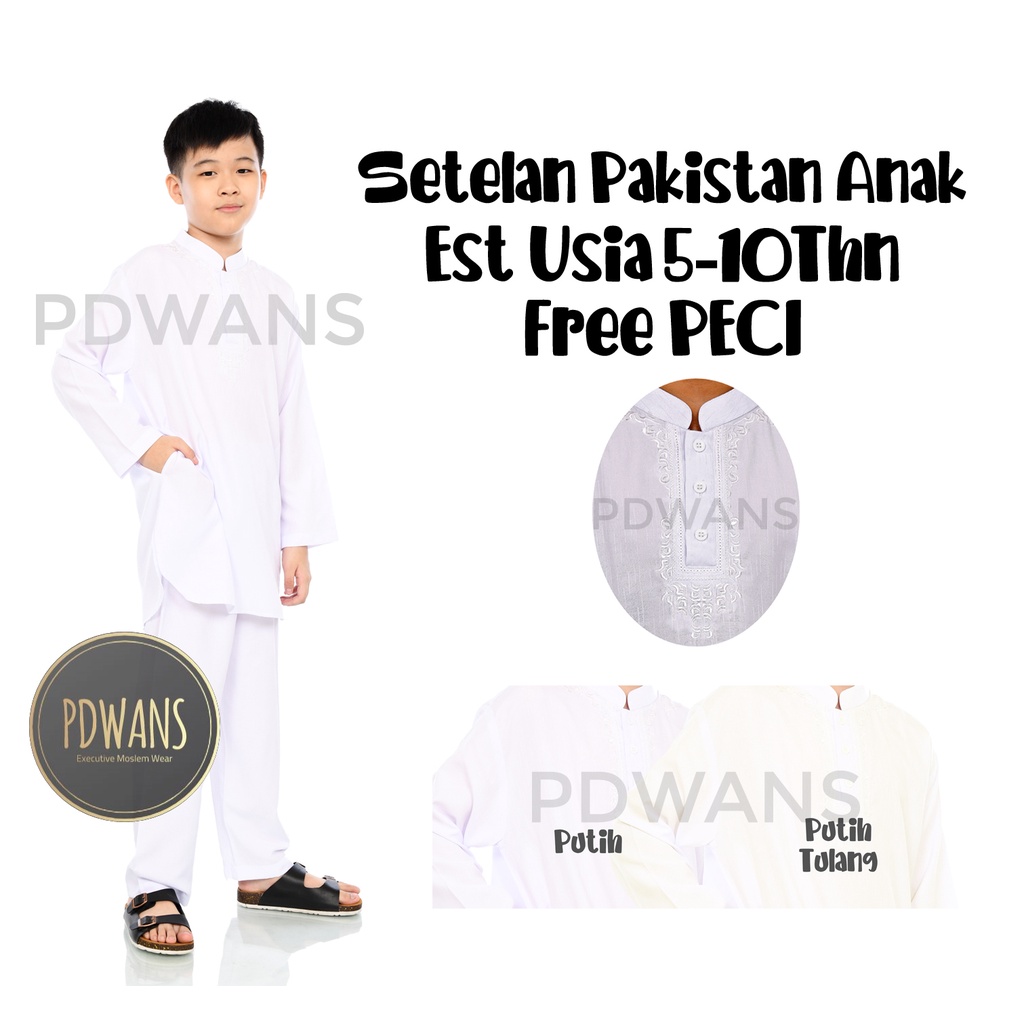 BAJU KOKO Anak Setelan PAKISTAN Putih