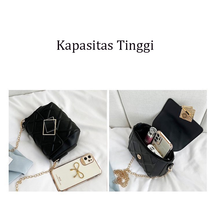 Tas messenger rantai trendi desain high-end baru, tas rantai populer musim panas wanita Tas Selempang Wanita  Fashion Trend Sling Bag Chain Shoulder Bag Fashion Aksesoris