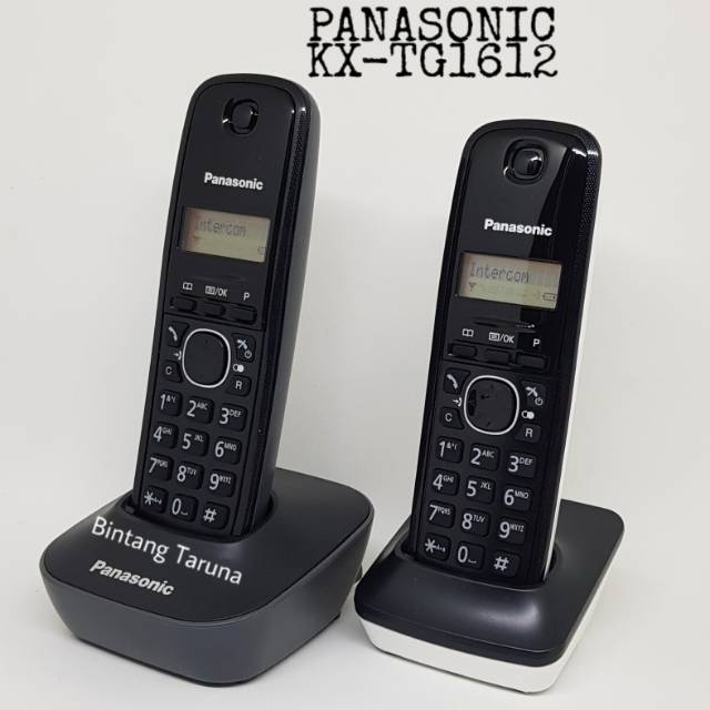 Telepon Wireless Panasonic KX-TG1612 (2 handset) (Hitam Putih)