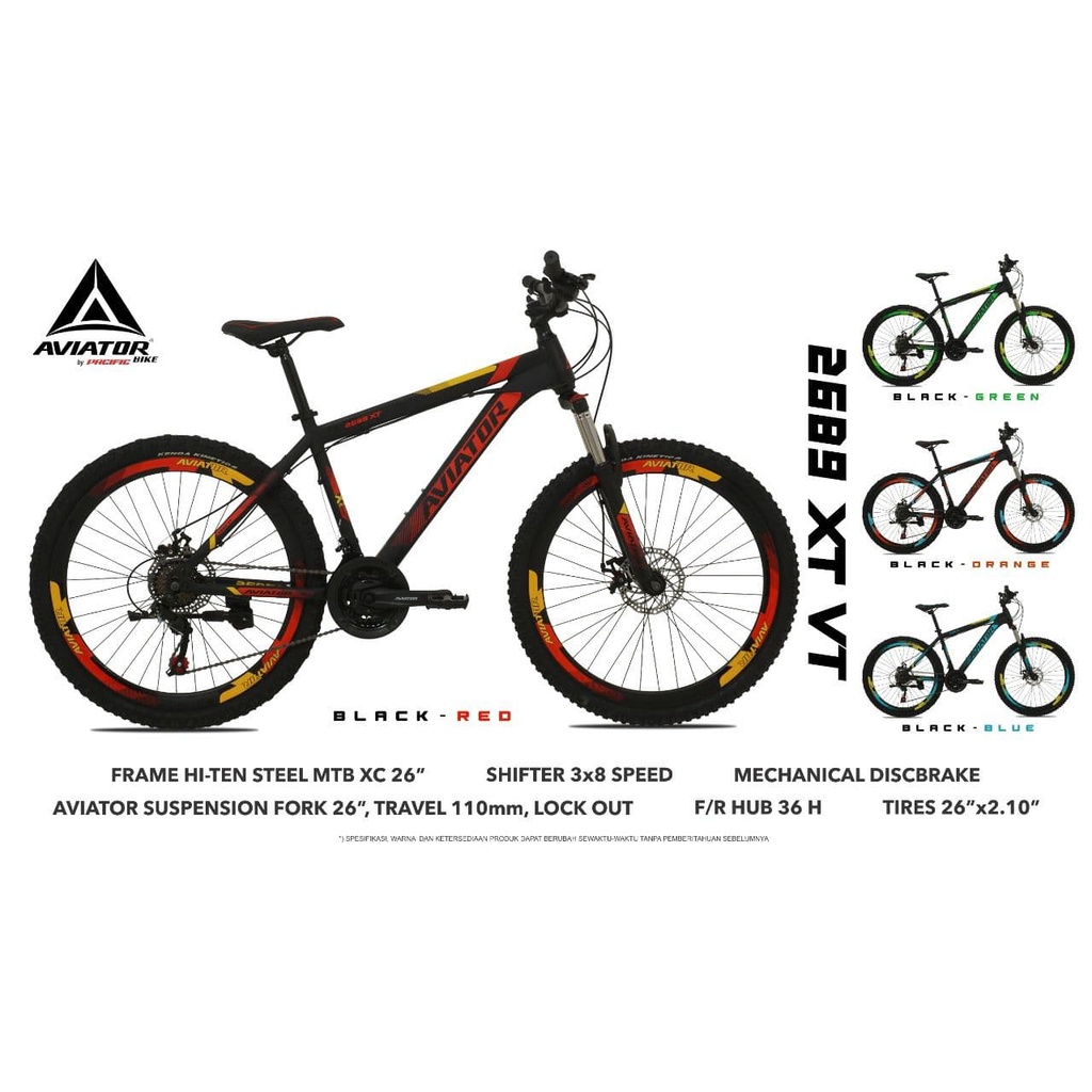 SEPEDA MTB 26 INCH AVIATOR AT-2689 XT VELG TINGGI