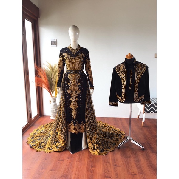 kebaya uzaina+beskap/kebaya pengantin bludru(free selop)