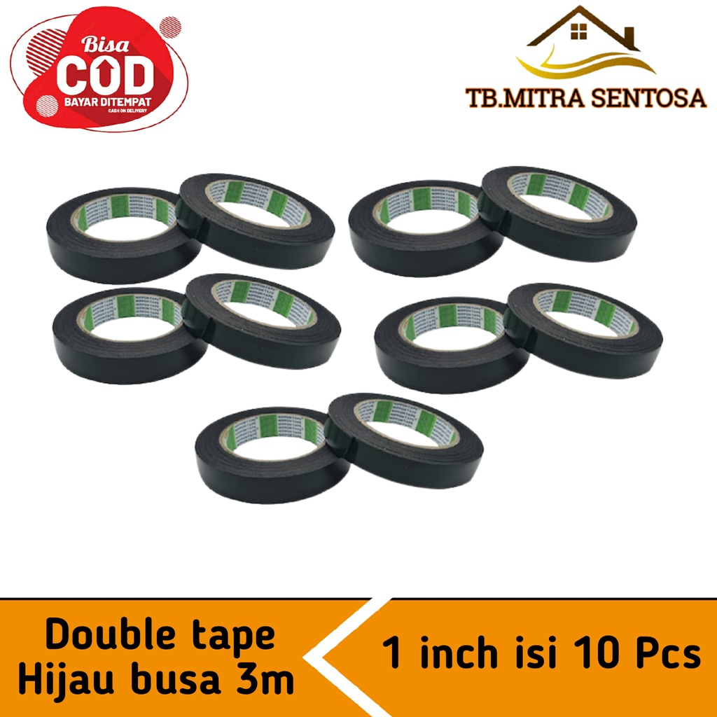 

Isolasi Solasi ban Double Tape Foam hijau busa 3 m 1 inch Nippon Tape Sol