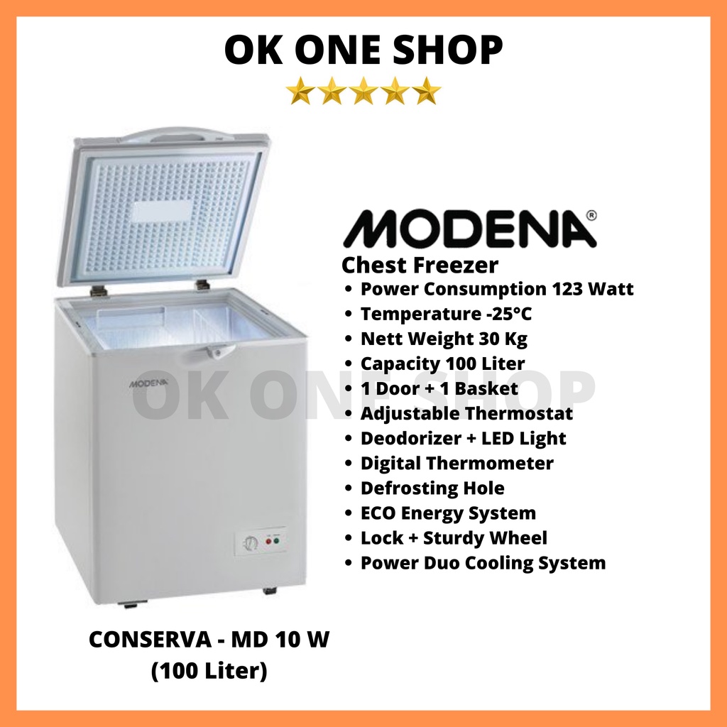 MODENA Chest Freezer Conserva MD-10W (100 Liter)