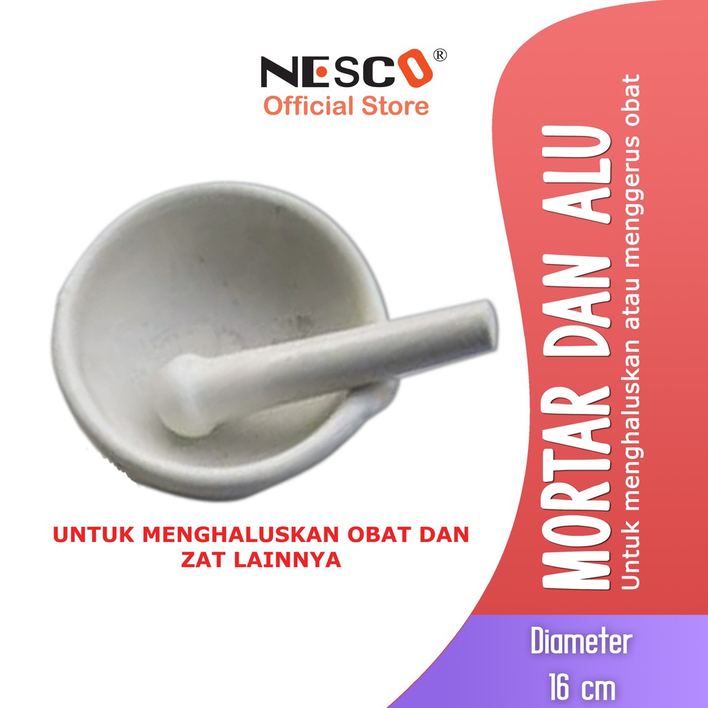 Nesco Mortar 16cm, pestle Lumpang Alat Penumbuk