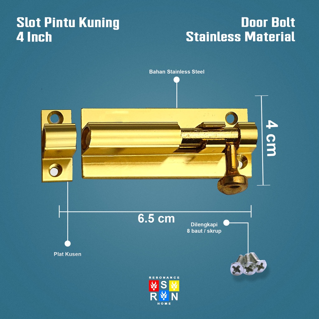 Slot Pintu / Jendela Plat Tebal Grendel 4 Inch Resonance Home