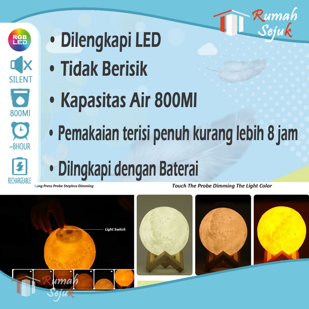 RS - Air Humidifier Diffuser Aromaterapi Alat Pengharum Ruangan Difuser Disfuser Unik Lucu RS-H20 Humdifier Purifier Difusser Defuser Humidifer Humadifier Humudifier Dispuser Humifider Portable Mobil Car Uap Hiasan Kamar Lampu LED Free Gratis Oil