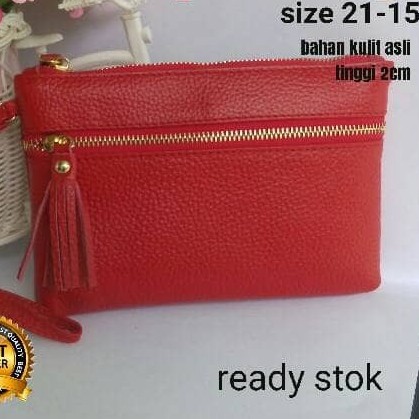 Dompet Kulit Wanita Asli MERAH Premium Leather / Tas Tangan Wanita Kulit Asli