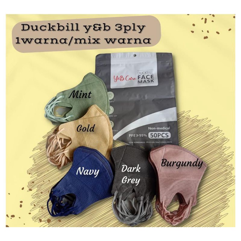 Masker Duckbill Y&B care Mix warna