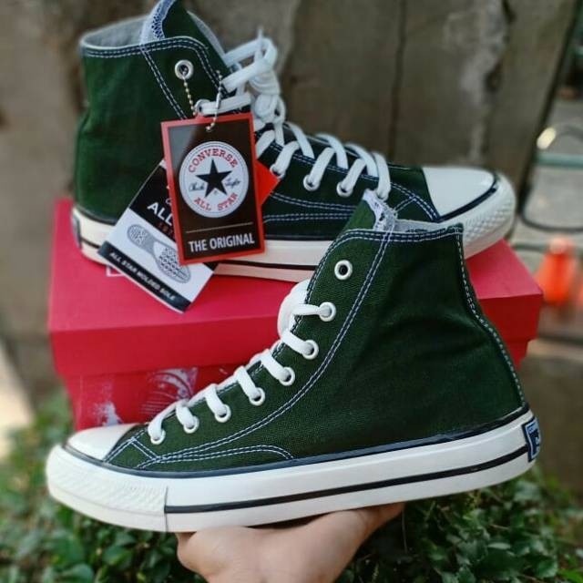 Sepatu Converse 70s High BNIB all star tinggi hijau army sepatu pria&wanita sepatu skolah kerja