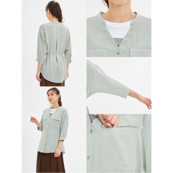 GU/UNQ BLOUSE POCKET - atasan kemeja/blouse wanita-5
