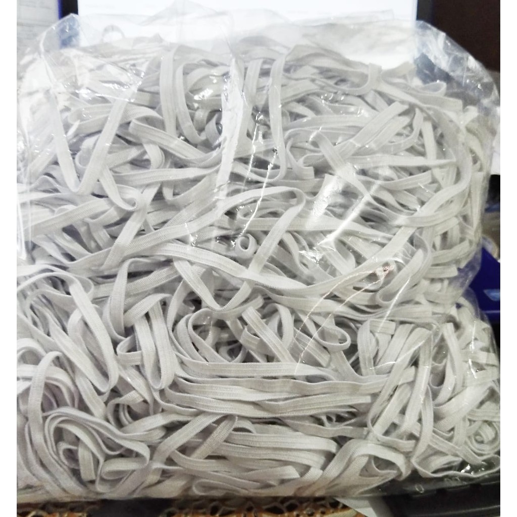 Karet 5 mm  Per 10 meter Tali-Karet Elastis / Tali Masker Earloop / Headloop-Karet Putih Elastis