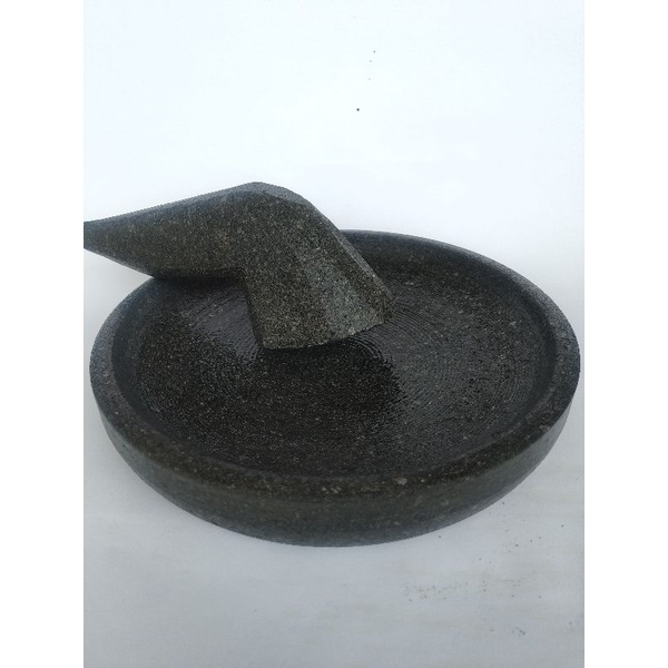 Cobek Batu 20Cm FREE ULEG Bubut Mesin