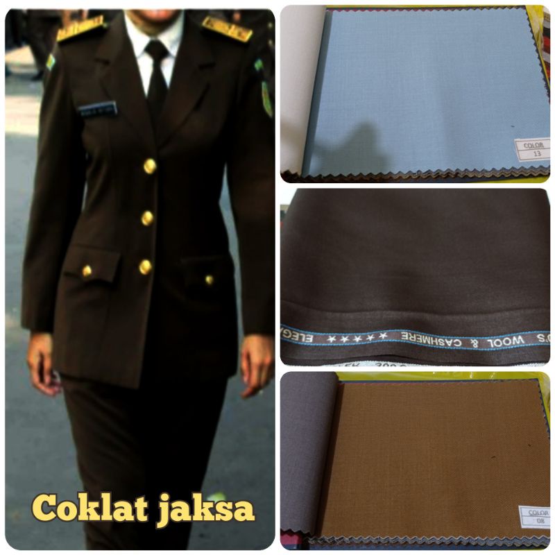 kain coklat khaki premium seragam dinas pns, asn, kejaksaan, biru navy, putih