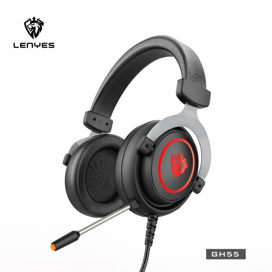 FG HEADSET GAMING LENYES GH55 BREATHING LIGHT DEEP BASS HEADPHONE GH-55