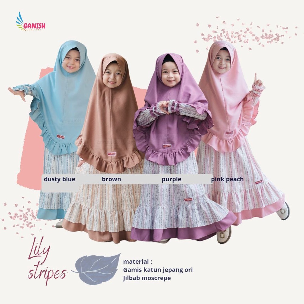 GAMIS ANAK BAJU MUSLIM ANAK PEREMPUAN SYARI SET HIJAB KATUN JEPANG FREE MASKER DAN CADAR Lily