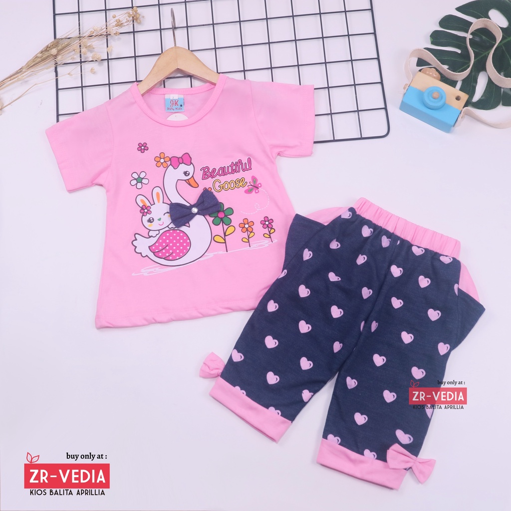 Setelan Lisa uk 1-6 Tahun / Baju Balita Perempuan Kaos Lengan Pendek Celana Jogger Set Anak Cewek kiosbalitaaprilia