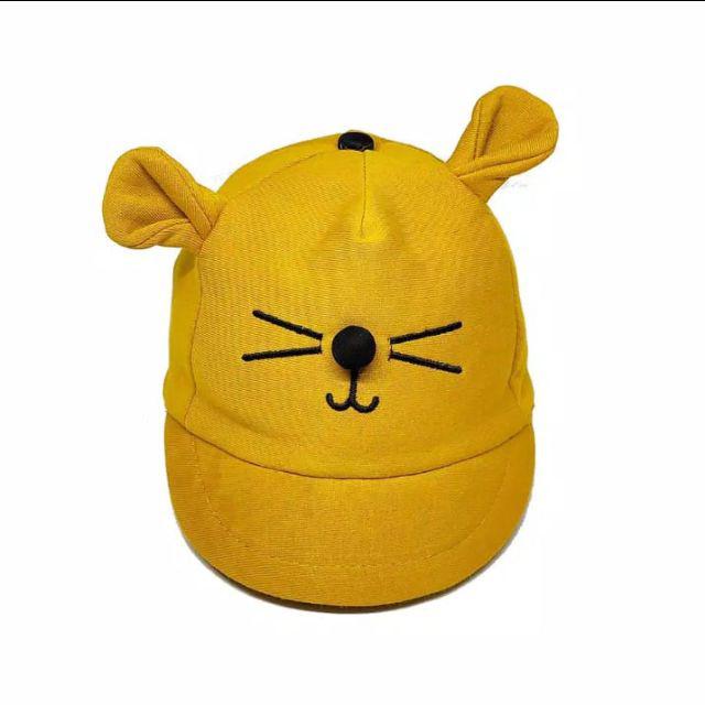(1kg isi 25 pcs)Topi Bayi korea Karakter Kucing / COD-kuning