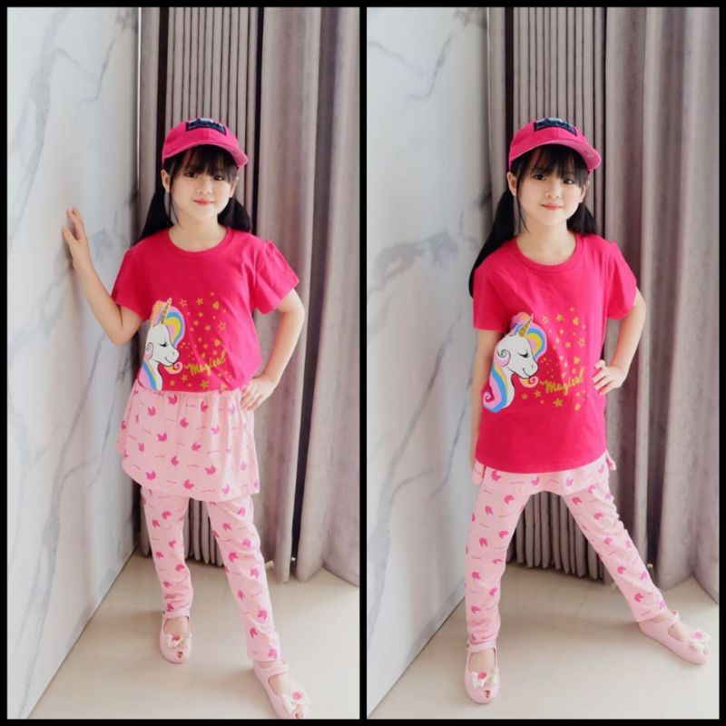BILLION KIDSWEAR SET KIDS GIRL LEGGING FULLPRINT + OMBRE
