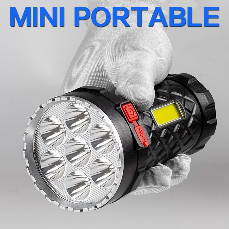 Lampu Senter Led Cob Usb Rechargeable Super Terang Anti Air 4 Mode Untuk Hiking / Camping / Outdoor