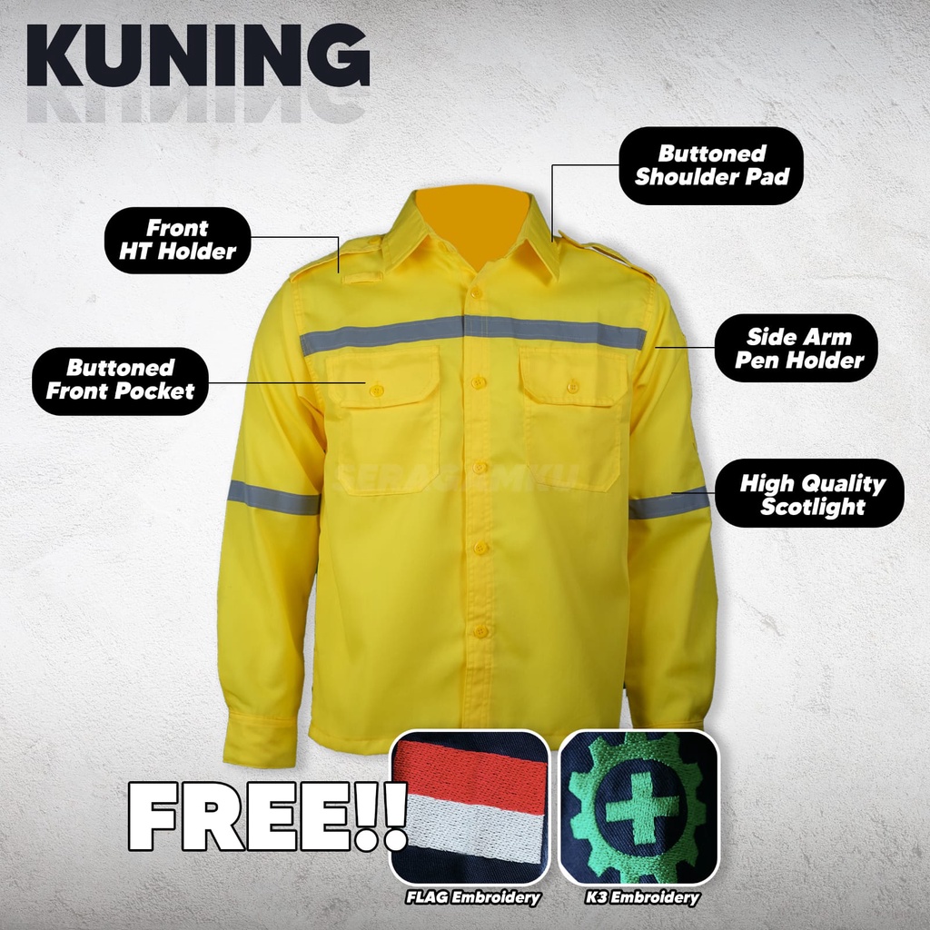 Wearpack Safety KUNING Werpack Atasan Kemeja Baju Kerja Murah Seragamku