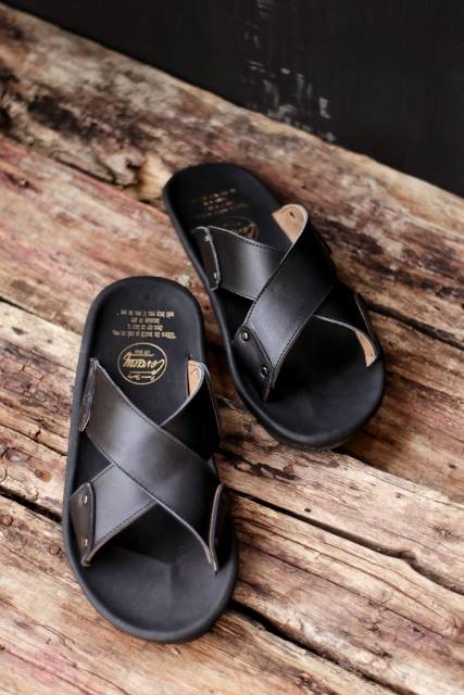 SANDAL KULIT PRIA CEVANY XMIN BLACK BROWN TAN KULIT SAPI ASLI ORIGINAL HANDMADE