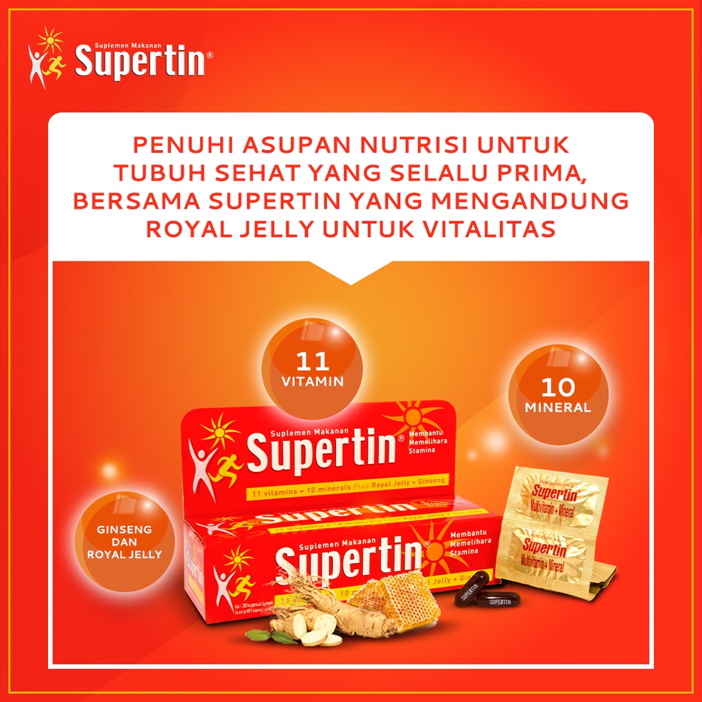 Supertin Multivitamin + Royal Jelly + Ginseng 30 Caps / Box