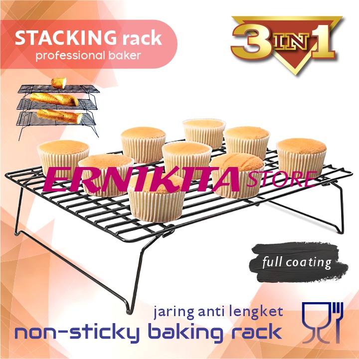 COOLLER RACK 3 SUSUN ANTI LENGKET - Rak Pendingin Kue Dapat Dilipat