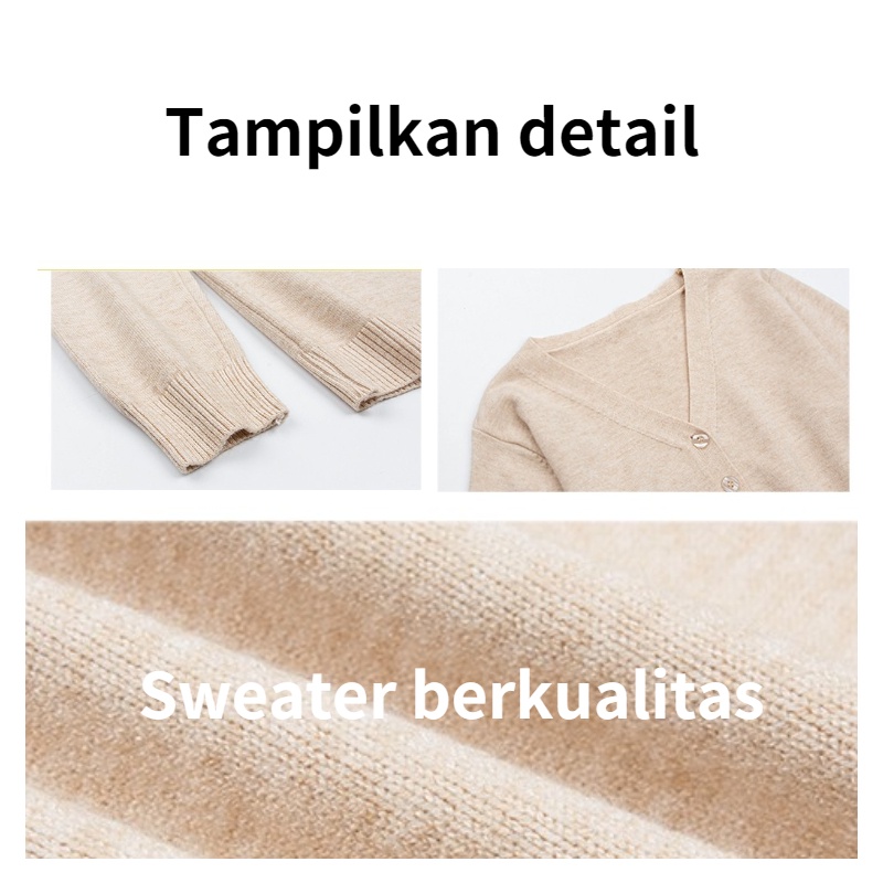 YIU YIU Rajut - Knitwear Cardigan Polos Wanita Lengan Panjang Korean Style