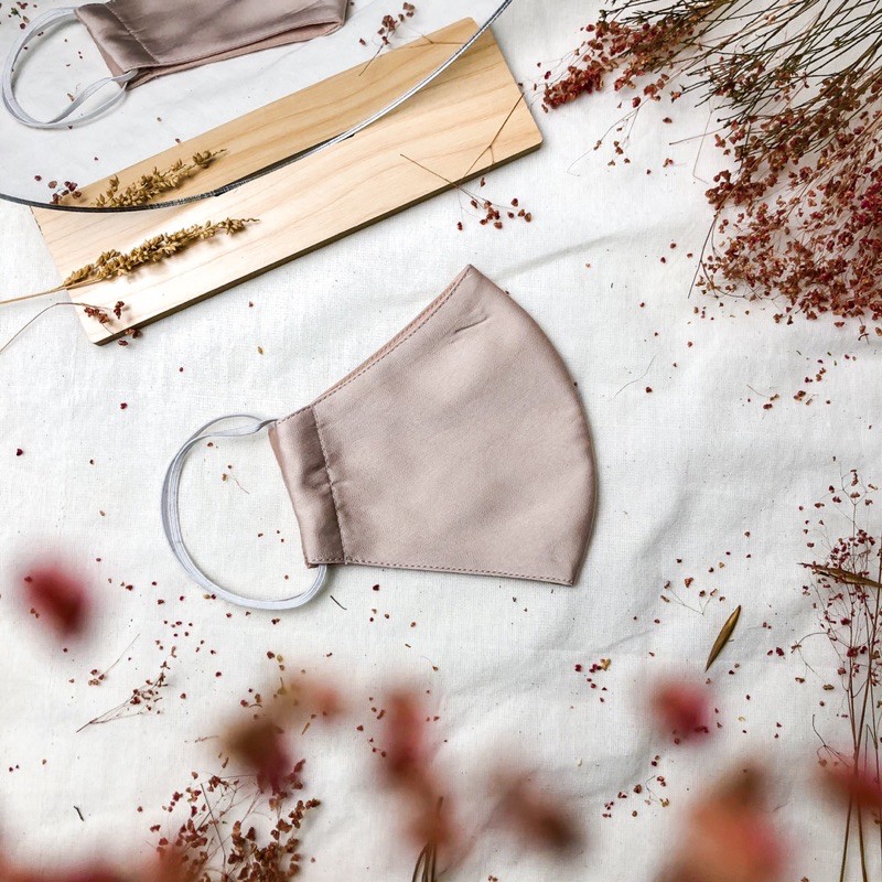 Masker Kain Fashion Pria dan Wanita 3ply - Satin Polos Nudes Collection
