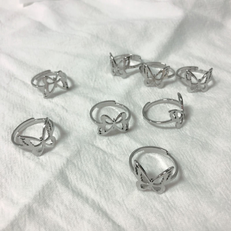 Cincin Bentuk Kupu-Kupu Bahan Titanium Steel Gaya Harajuku