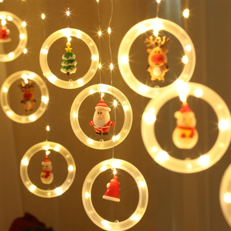 Lampu String LED Desain Snowman Snowflakes Santa Claus Untuk Dekorasi Pohon Natal