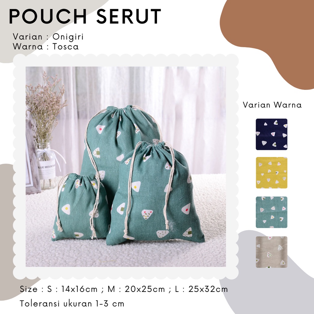 Pouch Serut Motif Onigiri / Serbaguna / Souvenir / Eco Friendly / Hampers