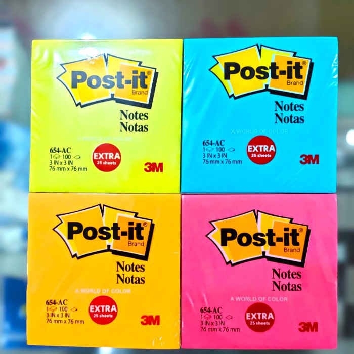 

MEMO STICK / STICKY NOTES 3M POST IT 654 - AC ( TERDAPAT 4 WARNA )/ATKProject