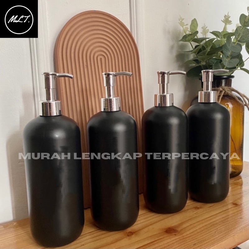 BOTOL 500ML HDPE PUMP LUXURY GOLD SILVER / BOTOL 500 ML HDPE HITAM TUTUP PUMP CLIP OIL LUCURY SILVER GOLD BLACK