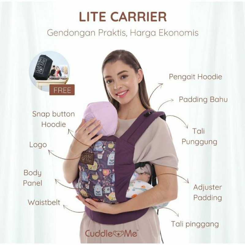 CUDDLEME Lite Carrier Baby Carrier Gendongan Bayi CUDDLE ME Gendongan Ransel Gendongan Depan Belakang