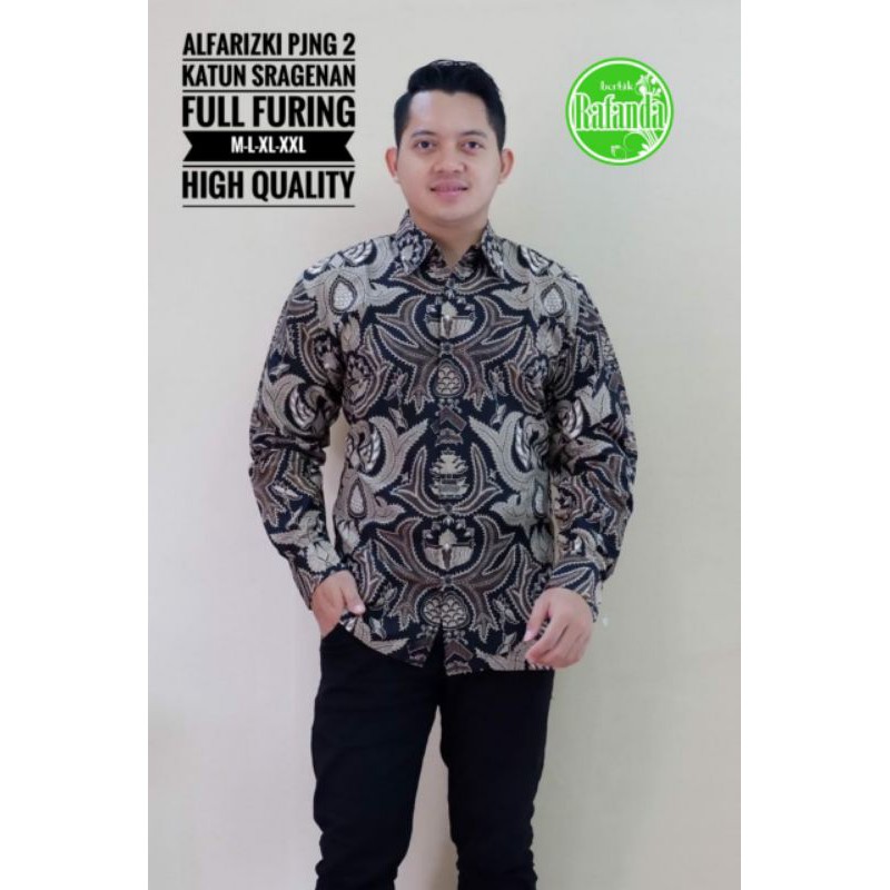 Kemeja Batik Lengan Panjang Pria Batik Pria Hitam Lengan Panjang ALFARIZKI