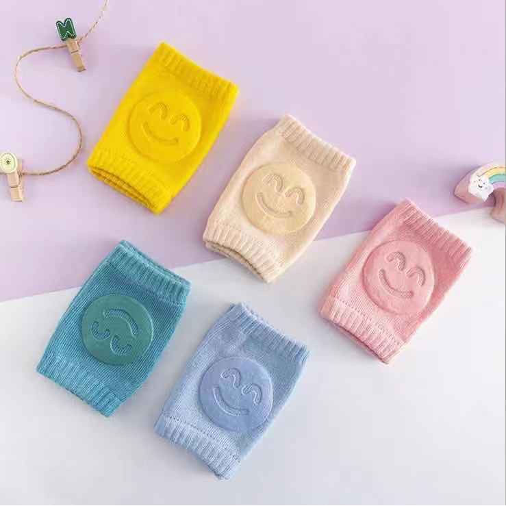 Pelindung Lutut Bayi Anti Slip Protector Baby Knee Pads Pelindung Lutut bayi Merangkak Baby Kneepad Motif Smile