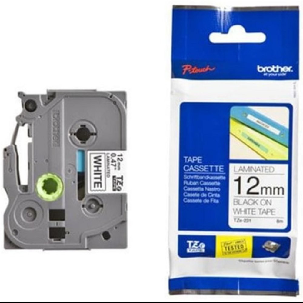 

Unik Brother Ptouch Label Tape TZE-231 12mm Black on White TZE231 Resmi print