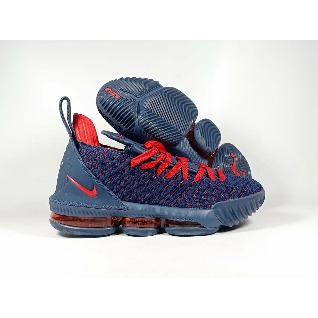 Sepatu Basket Nike Lebron 16 Navy Blue Red