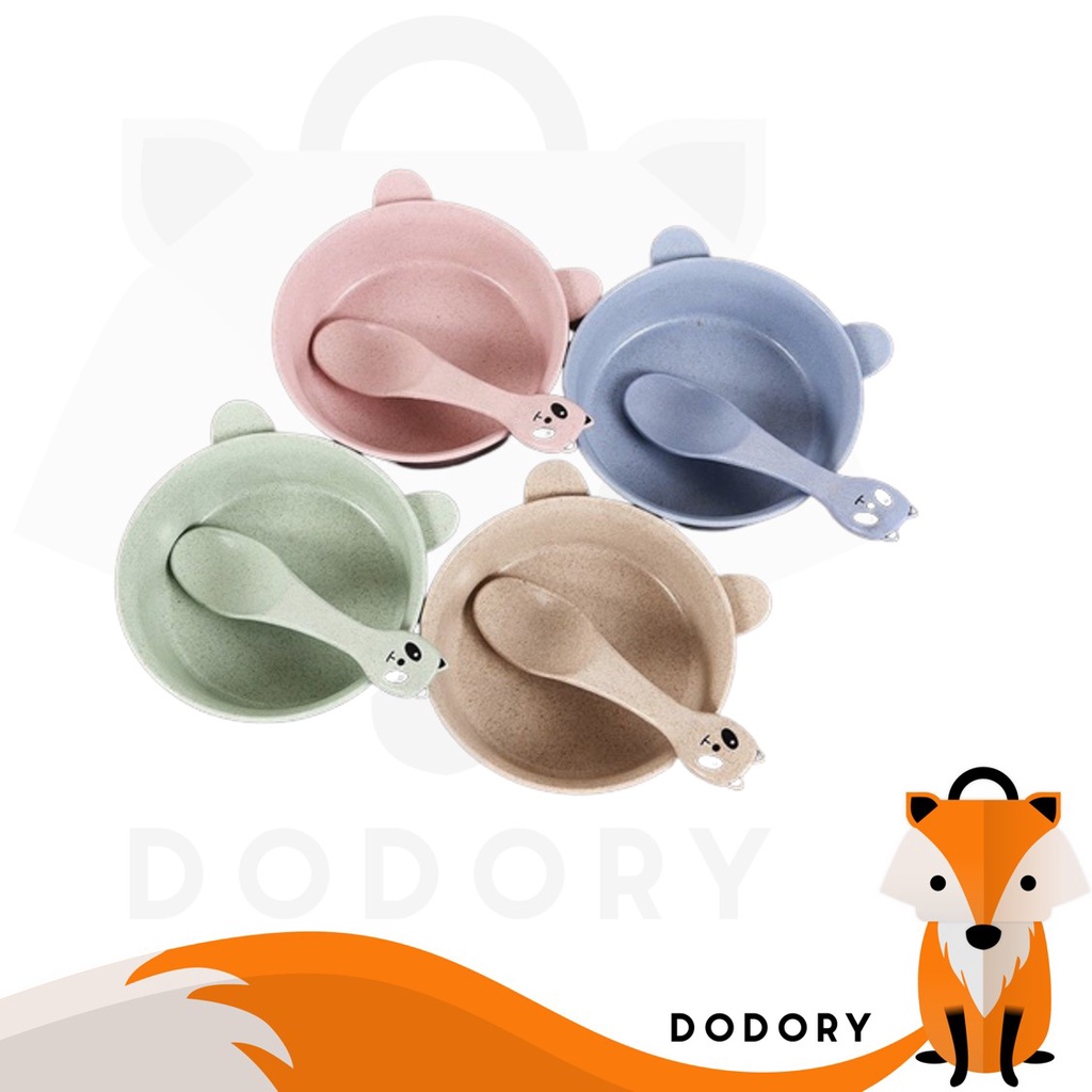 DODORY HL0343 Mangkok Mangkuk Piring Makan Anak Balita Bayi Silikon Silicone Wheat Straw Bowl Bentuk Beruang