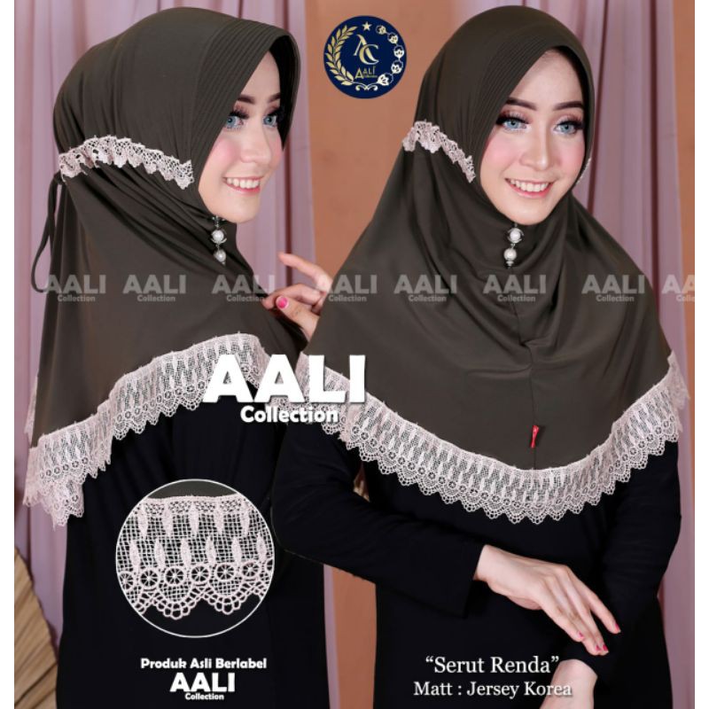 Aali Collection Bergo Serut Renda Jersy Korea