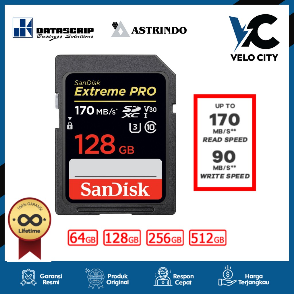 SD Card SanDisk UHS-I SDH SDX SanDisk Extreme PRO 128GB 170 Mb/s Original