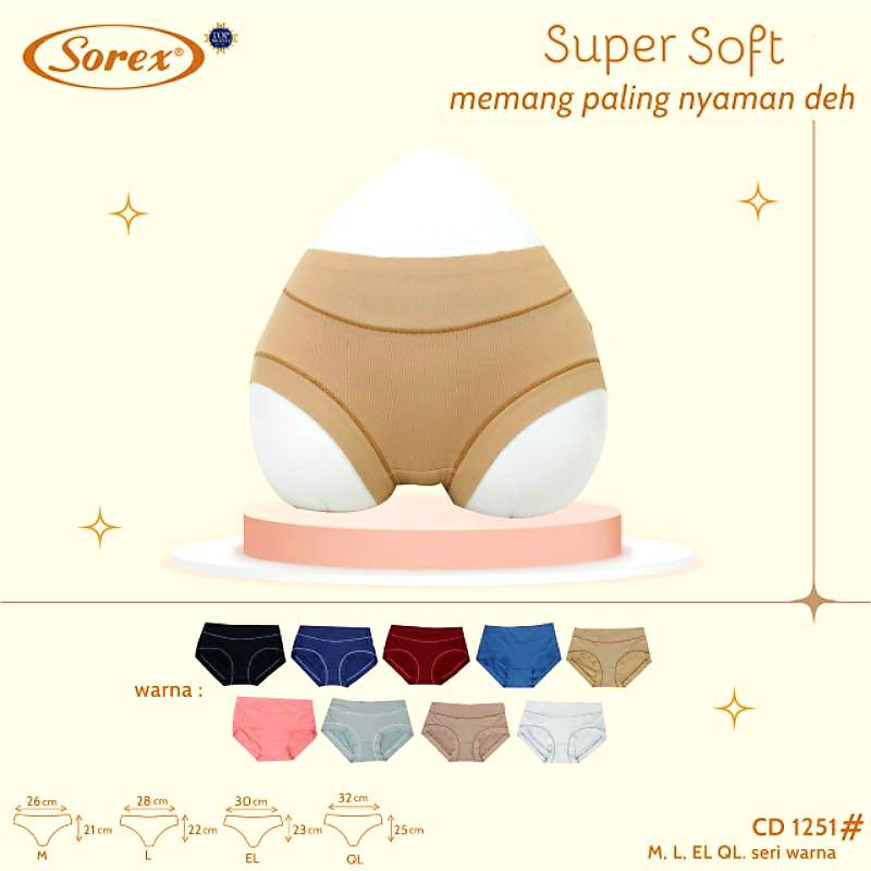 paket isi 6pcs CD WANITA SOREX 1251.1255 SUPER SOFT.