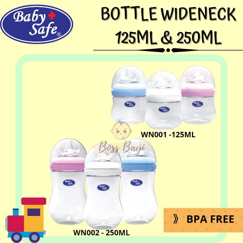 BABY SAFE Wide Neck Bottle 150ml 250ml Botol Susu Dot Bayi Anak WN01 WN02