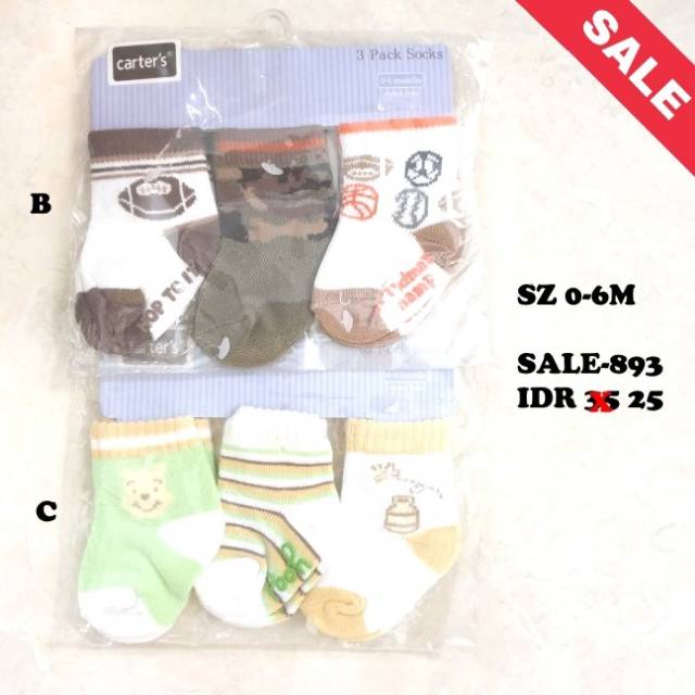 SALE Kaos Kaki Anak Carter 0-6m (kode: 893)