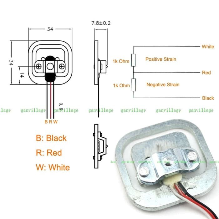 Loadcell 50kg / Load Cell Sensor Resistance Strain 50 Kg