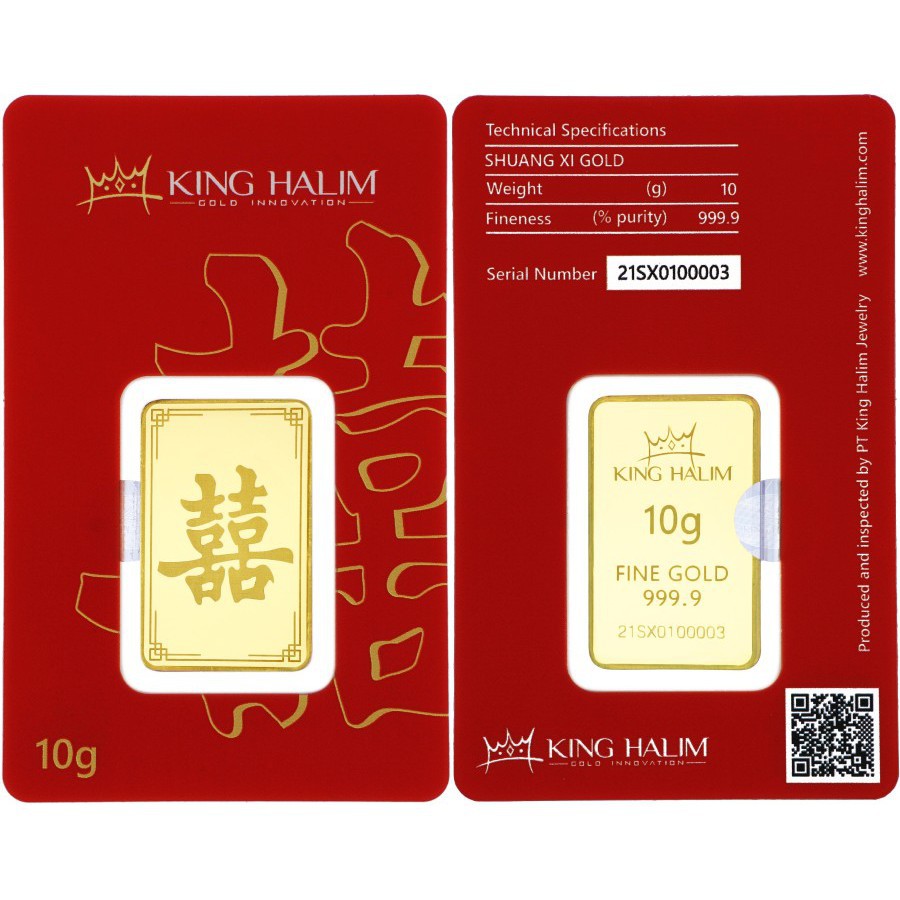 Logam Mulia King Halim / LM KH &quot;Shuang Xi / Double Happiness&quot; 24K 10 gram - SDW Gold -