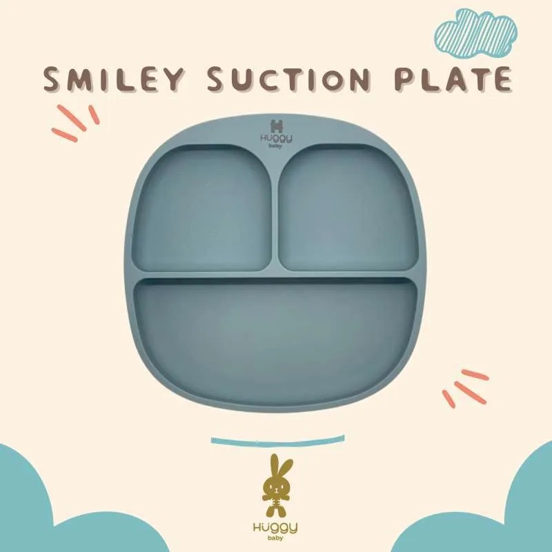 Huggy Baby AM003 Smiley Silicone Suction Plate Piring Silikon Anak - B101014